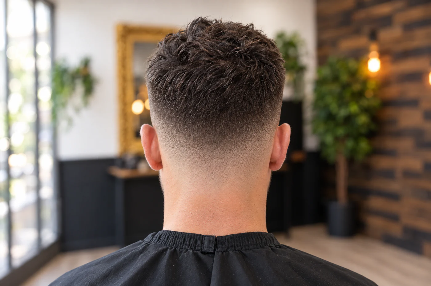 Gros plan sur un skin fade net vu de dos, zone de fondu précise au Salon Mickael Roman
